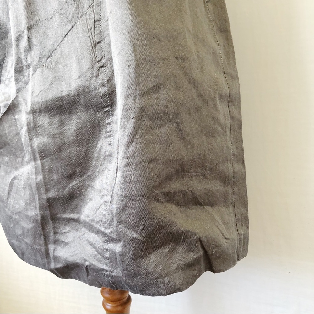 SISTE'S Size 8-10 Italian Grey Khaki Metallic Flax Blend Structured Dress Party - Picture 7 of 13
